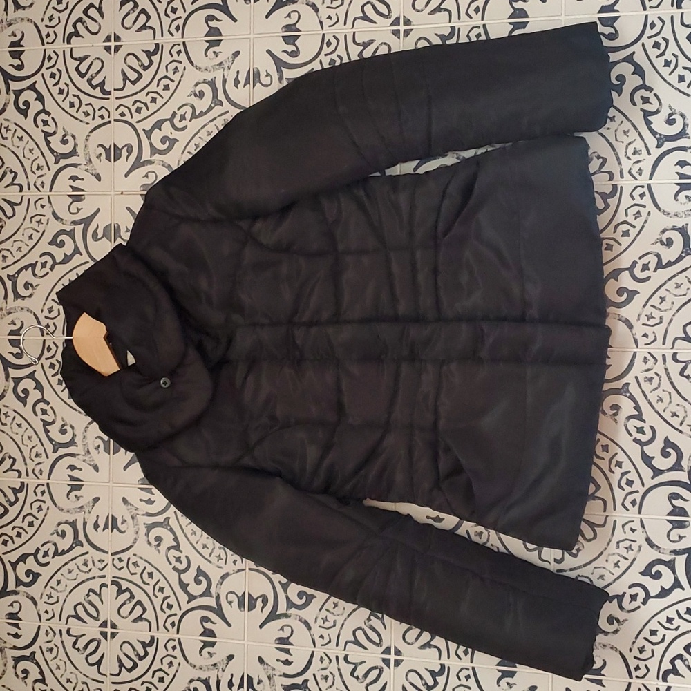 Steve Madden black convertible collar quilted puffer jacket coat Medium